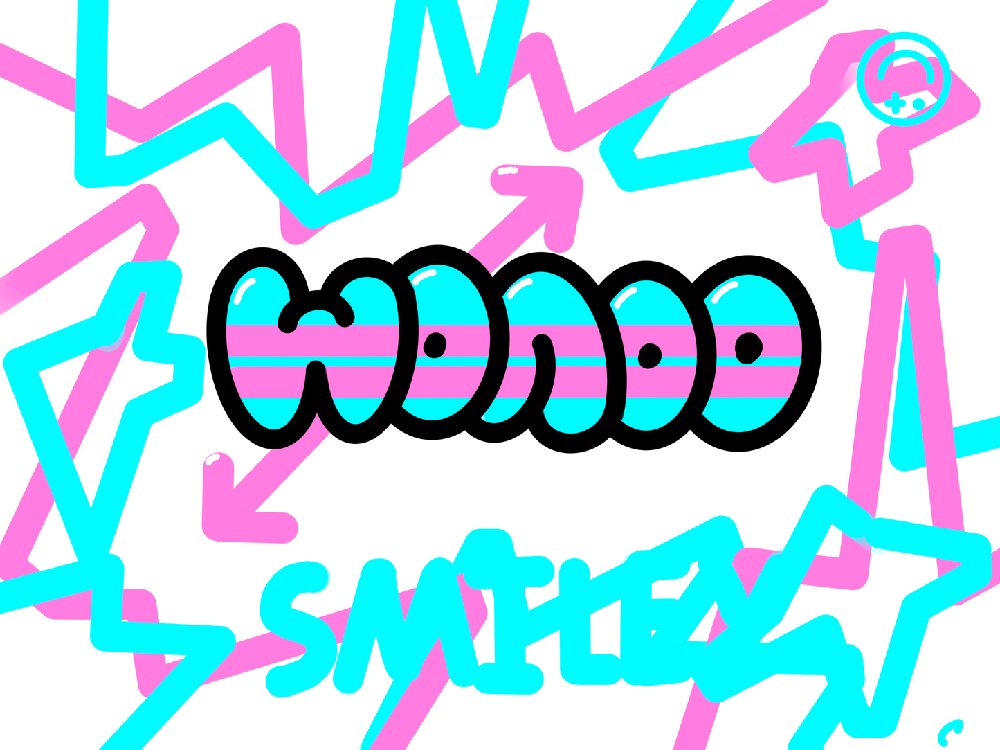 Smiley Pink And Blue ''Wonoo'' Graffiti