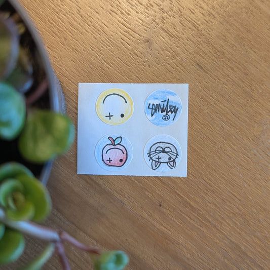 4-Pack Smiley Apple Stickers